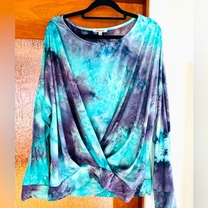 White Birch Tie-Dye Blouse in Blue and Purple